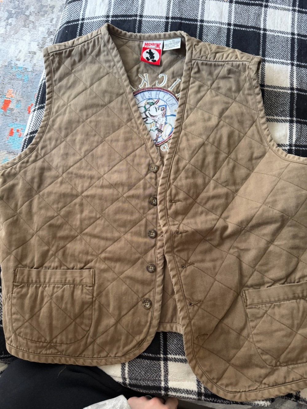 Vintage Mickey Mouse  Vest | Outdoor Adventure Explorer Tan Sleeveless Jacket